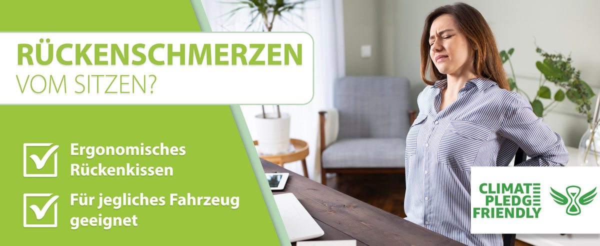 Rückenschmerzen vom Sitzen? Dann probiere das ergonomische Rückenkissen von feela. Für jeden Fahrzeug-Typen geeignet.