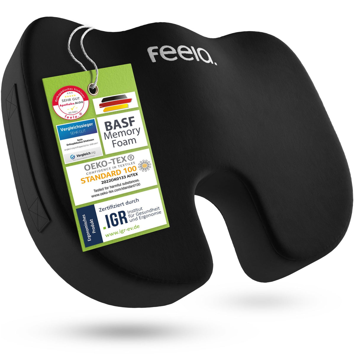 Orthopädisches Sitzkissen feela.® in Schwarz – Hauptansicht