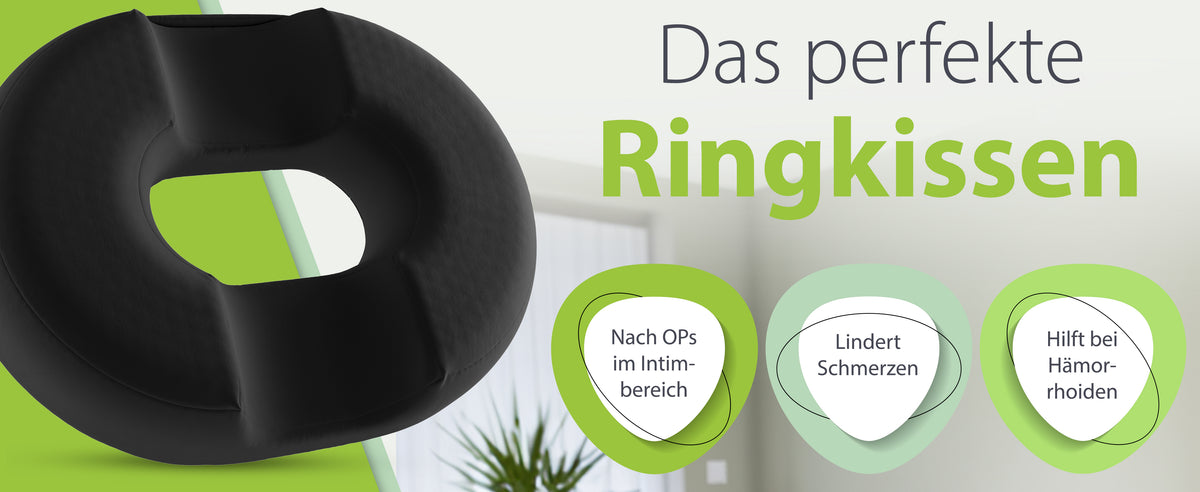 Orthopädisches Ringkissen von feela. in Schwarz – nach OPs im Intimbereich, bei Hämorrhoiden