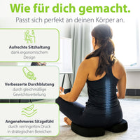 Orthopädisches Sitzkissen feela.® Schwarz – Seitenansicht Ergonomie-Form