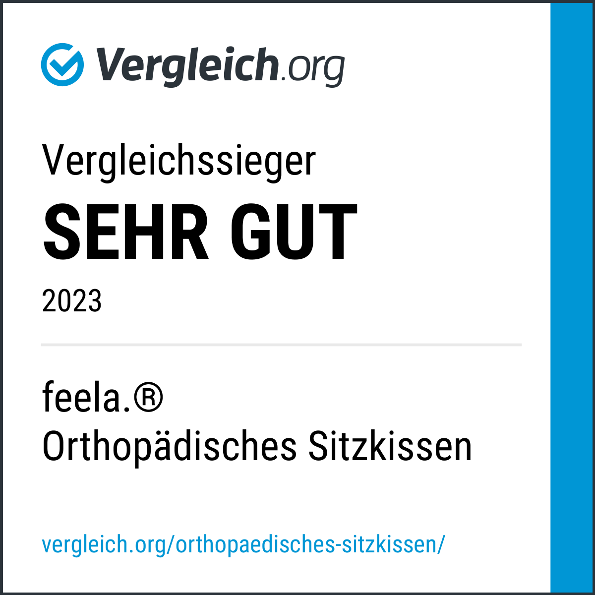 Vergleich.org Auszeichnung – Testsieger feela. Sitzkissen