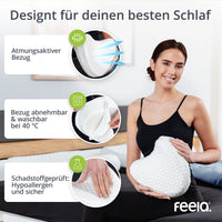 Weißes Kniekissen mit Wabenstruktur und abnehmbarem Bezug am Beispiel gezeigt