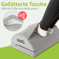 Gepolsterte Wärmetasche der Fußstütze, grau mit Futter, offene Schnittansicht