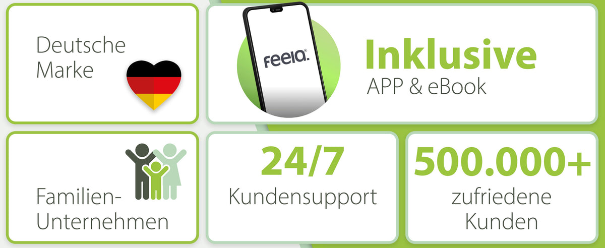 Orthopädisches Sitzkissen von feelia – deutsche Marke mit App & eBook, 24/7 Kundenservice und über 500.000 zufriedenen Kunden.