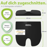 Orthopädisches Keilkissen, schwarzes Sitzkissen mit Keilform und Aussparung vorn