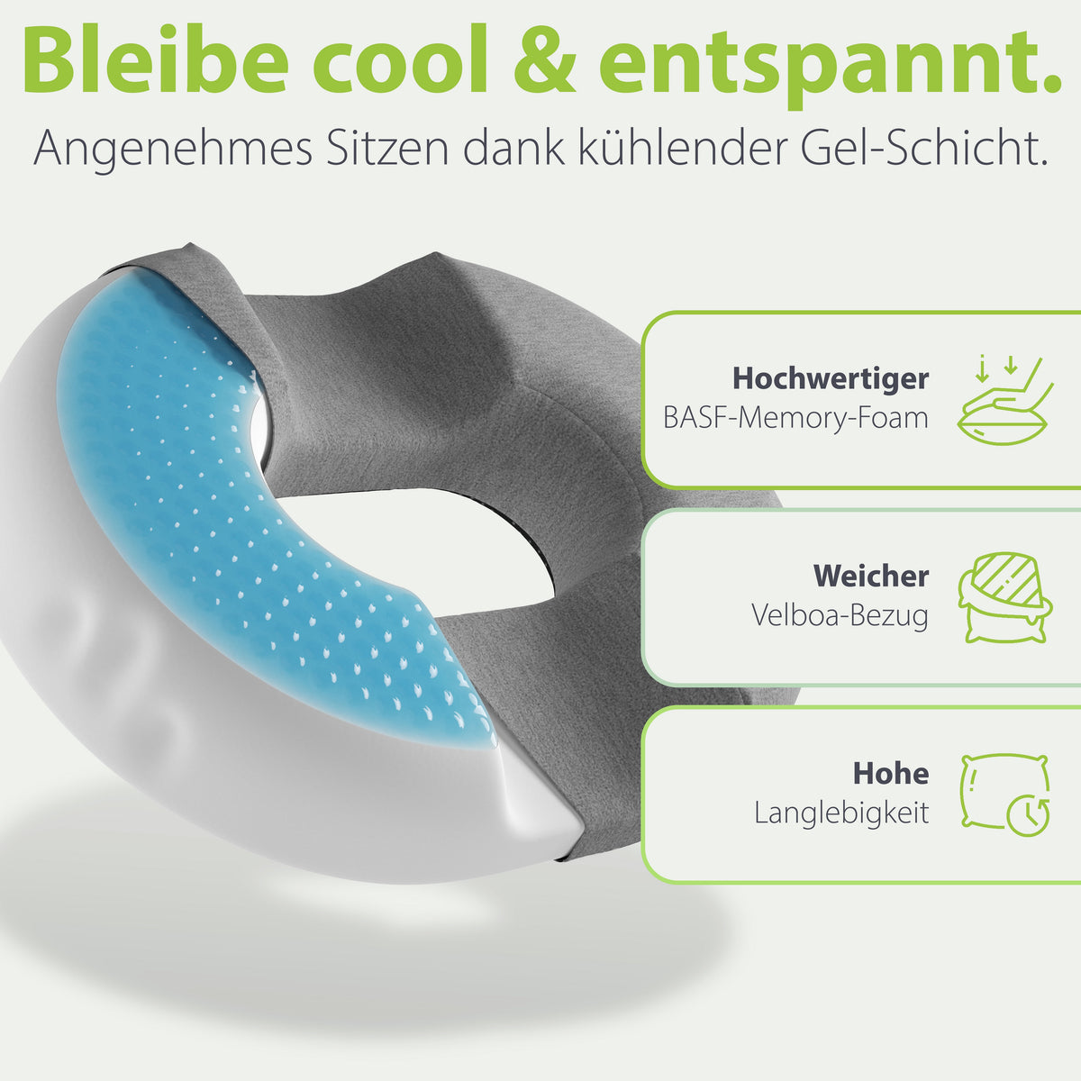 Runder Sitzring zur Linderung von Druckstellen und Hämorrhoiden
